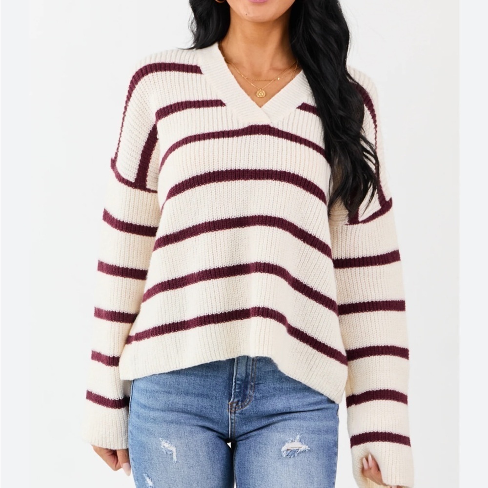 Burgundy Stripe Sweater